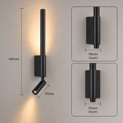 BRILAGI - LED zidno spot svetlo VIXON LED/3W/230V + LED/5W crna CRI 90