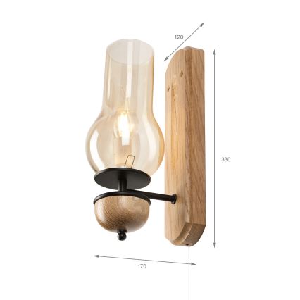 Brilagi - LED zidno svetlo COTTAGE 1xE14/40W/230V hrast/braon