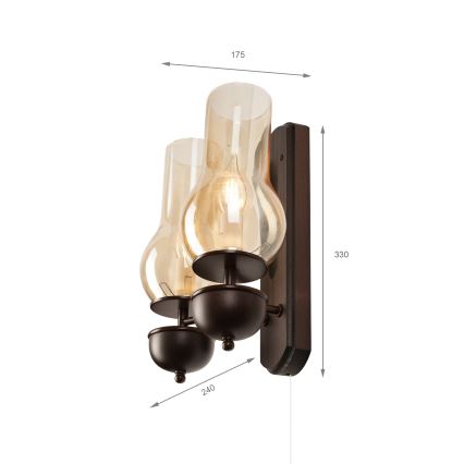 Brilagi - LED zidno svetlo COTTAGE 2xE14/40W/230V bukva/braon