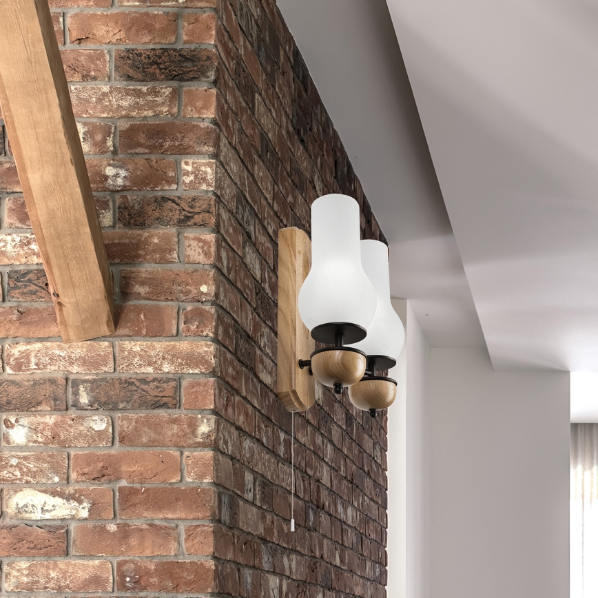 Brilagi - LED zidno svetlo COTTAGE 2xE14/40W/230V hrast/bela