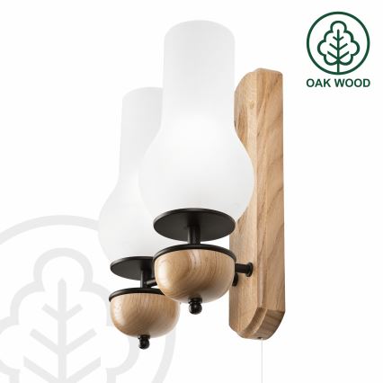 Brilagi - LED zidno svetlo COTTAGE 2xE14/40W/230V hrast/bela