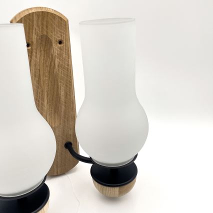 Brilagi - LED zidno svetlo COTTAGE 2xE14/40W/230V hrast/bela