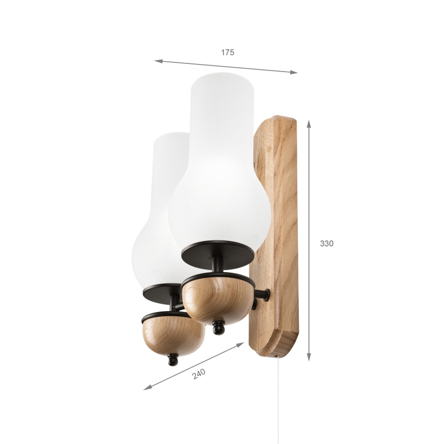 Brilagi - LED zidno svetlo COTTAGE 2xE14/40W/230V hrast/bela