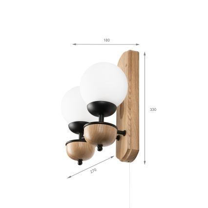 Brilagi - LED zidno svetlo COTTAGE 2xG9/40W/230V hrast/bela