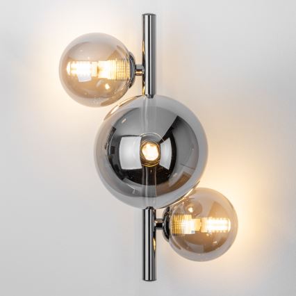 Brilagi - LED zidno svetlo MILLA 3xG9/3W/230V crni hrom/dimljeno staklo