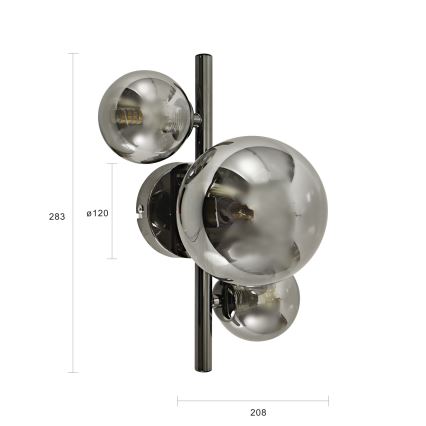 Brilagi - LED zidno svetlo MILLA 3xG9/3W/230V crni hrom/dimljeno staklo