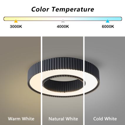 Brilagi - LED prigušiva plafonska svetiljka LUMIX LED/48W/230V 3000–6000K crna, prečnik 50 cm + daljinski upravljač