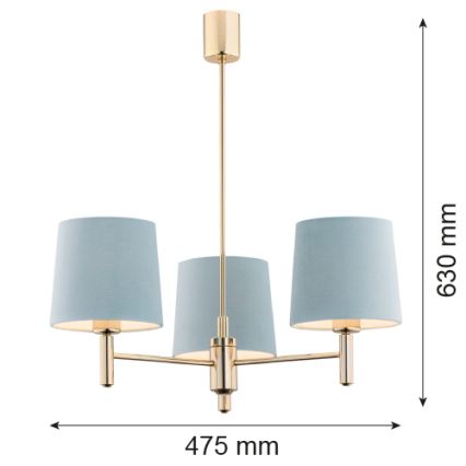 BRILAGI - Luster MONTE na šipci 3xE27/60W/230V plava/zlatna
