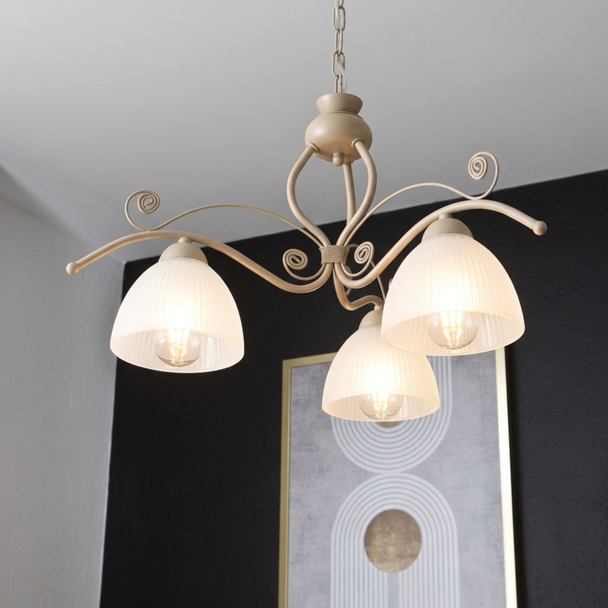 Brilagi - Luster na lancu ANTICO MODERN 3xE27/60W/230V bež