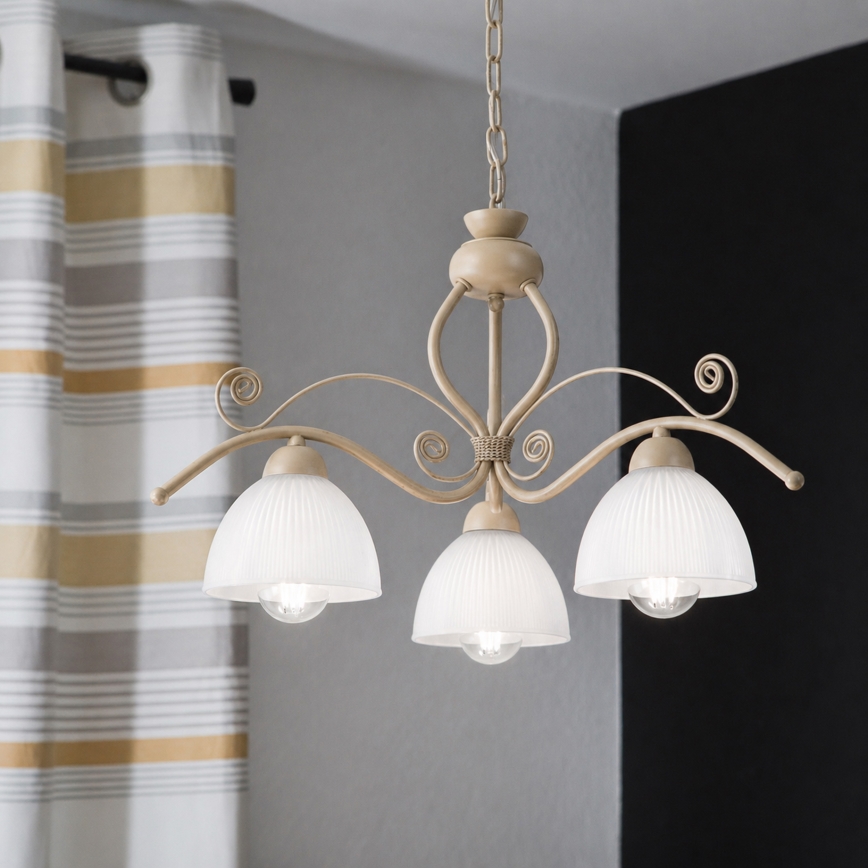 Brilagi - Luster na lancu ANTICO MODERN 3xE27/60W/230V bež