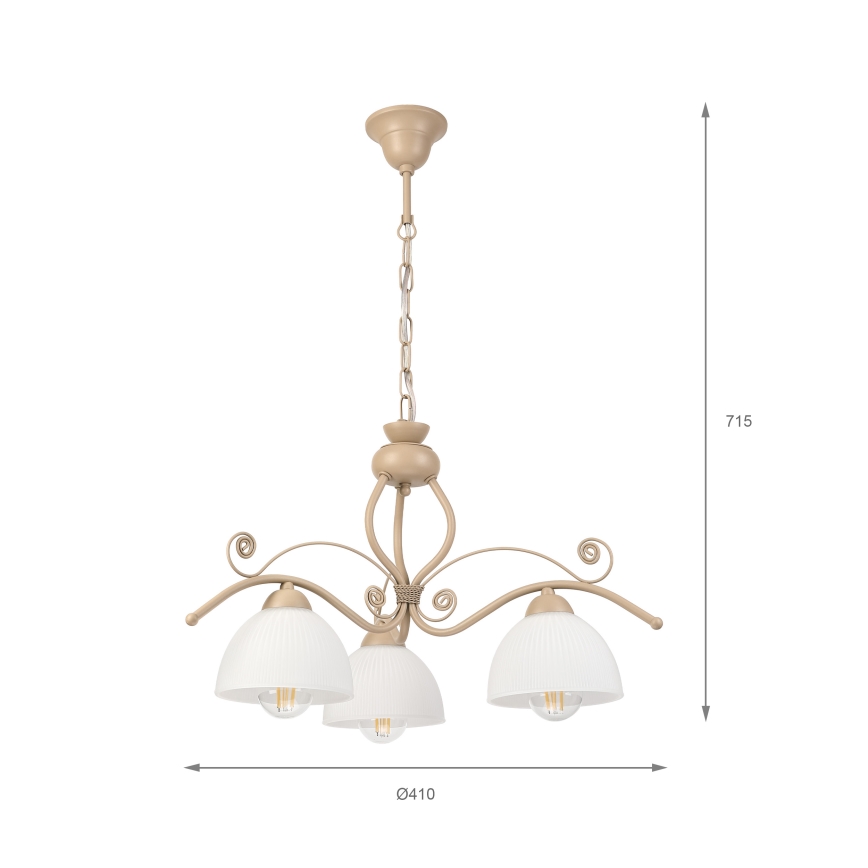 Brilagi - Luster na lancu ANTICO MODERN 3xE27/60W/230V bež