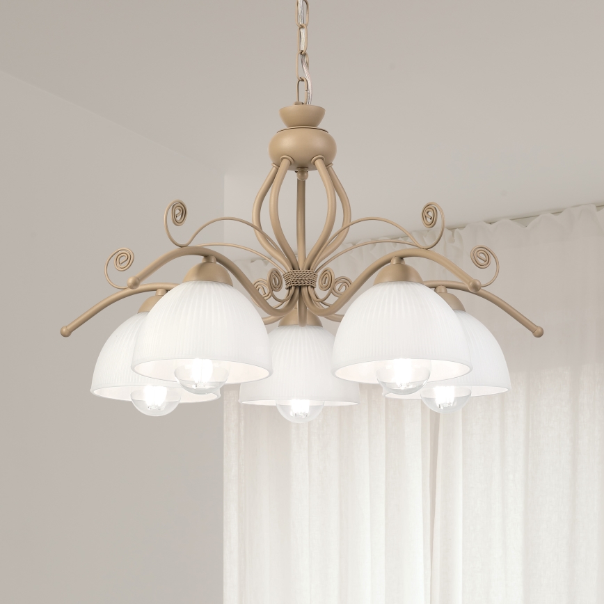 BRILAGI - Luster na lancu ANTICO MODERN 5xE27/60W/230V bež