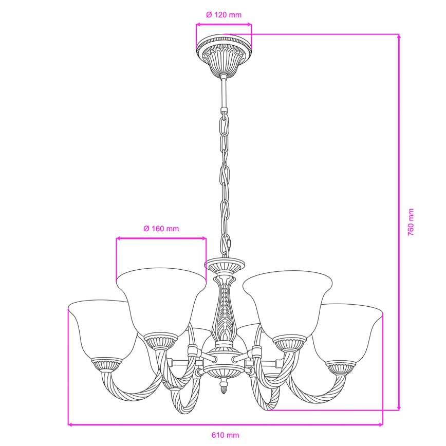 BRILAGI - Luster na lancu CLASSIC 6xE14/10W/230V mesing
