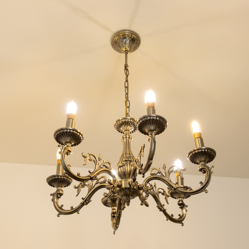 Brilagi - Luster na lancu CLASSIC 6xE14/60W/230V mesing