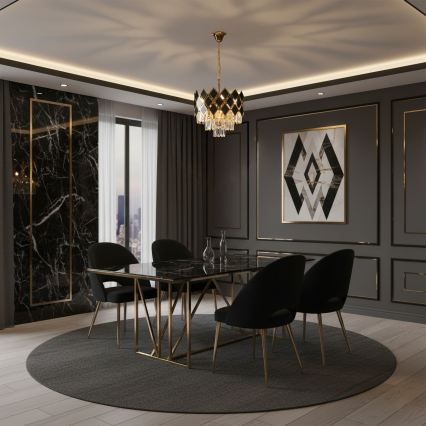 Brilagi - Luster na lancu CRISTAL 5xE14/40W/230V prečnik 38 cm zlatna/crna