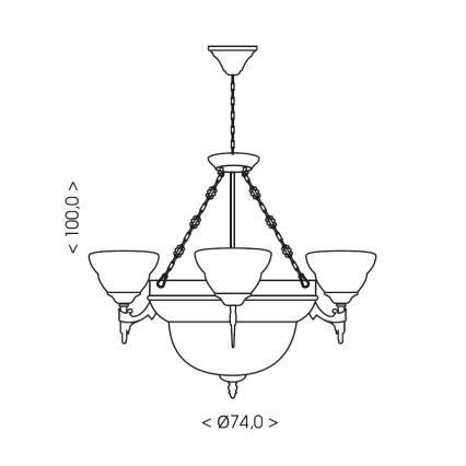 Brilagi - Luster na lancu DAHLIA 6xE27/40W/230V prečnik 74 cm mesing
