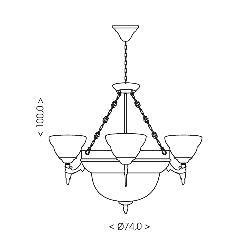 Brilagi - Luster na lancu DAHLIA 6xE27/40W/230V prečnik 74 cm mesing