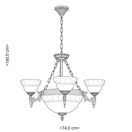 BRILAGI - Luster na lancu DAHLIA 6xE27/40W/230V prečnik 74 cm mesing