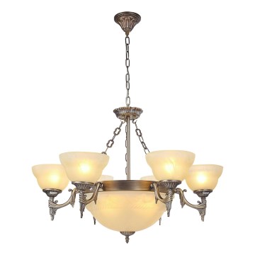 Brilagi - Luster na lancu DAHLIA 9xE27/40W/230V prečnik 74 cm mesing
