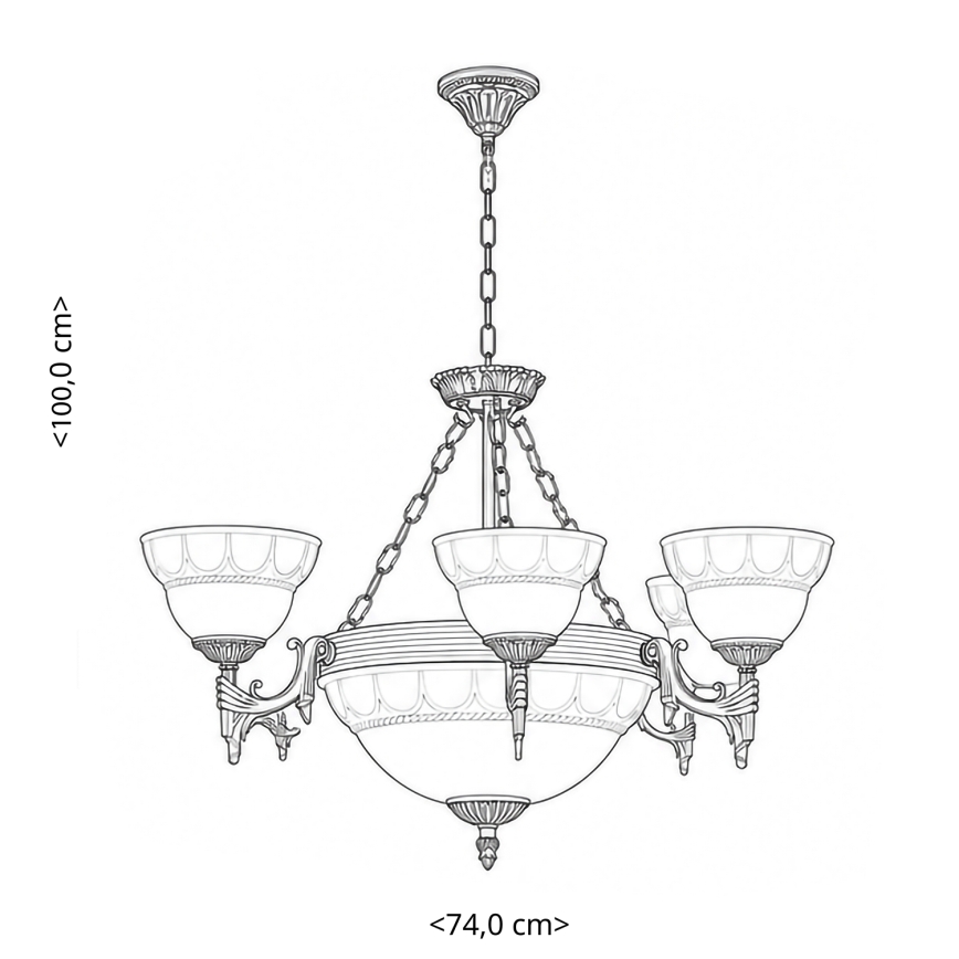 BRILAGI - Luster na lancu DAHLIA 9xE27/40W/230V prečnik 74 cm mesing