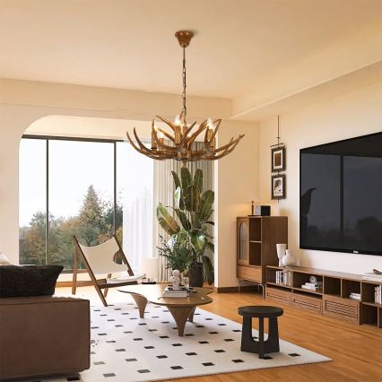 Brilagi - Luster na lancu DEER 6xE14/10W/230V Ø 70 cm, u obliku rogovlja