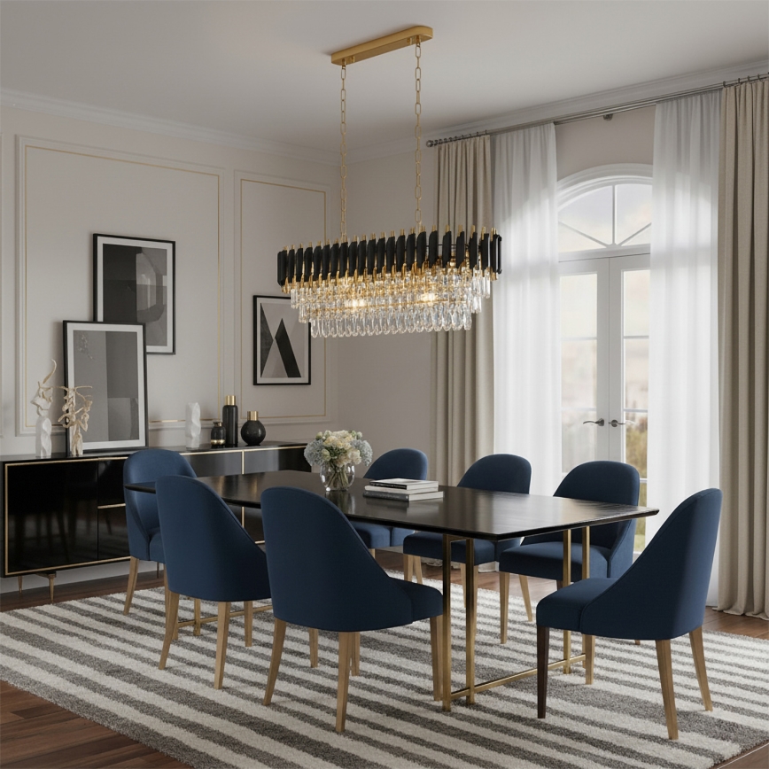 Brilagi - Luster na lancu ECLIPSE 10xE14/10W/230V 78x28 cm crna/zlatna