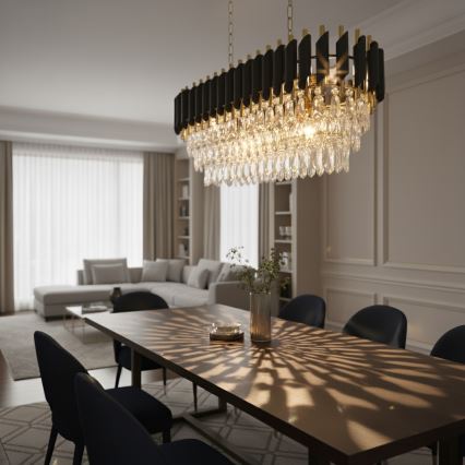 Brilagi - Luster na lancu ECLIPSE 10xE14/10W/230V 78x28 cm crna/zlatna