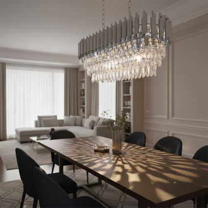 Brilagi - Luster na lancu ECLIPSE 10xE14/10W/230V 78x28 cm srebrna