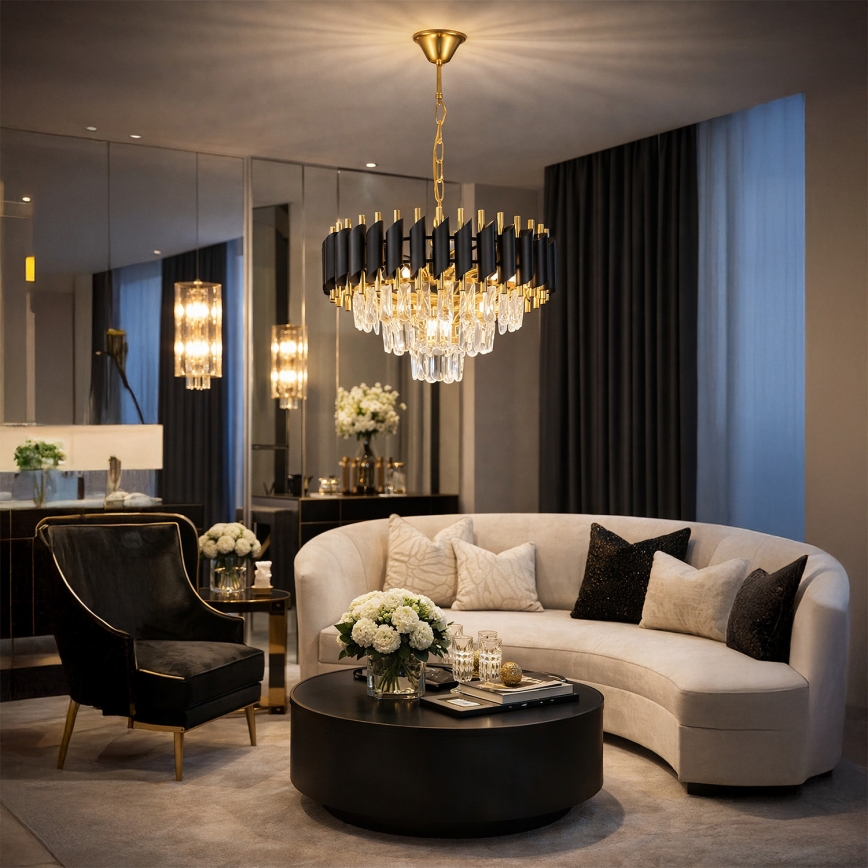 Brilagi - Luster na lancu ECLIPSE 5xE14/10W/230V prečnik 38 cm crna/zlatna