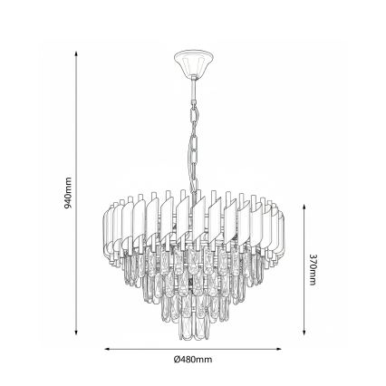 Brilagi - Luster na lancu ECLIPSE 7xE14/10W/230V, prečnik 48 cm, crna/zlatna