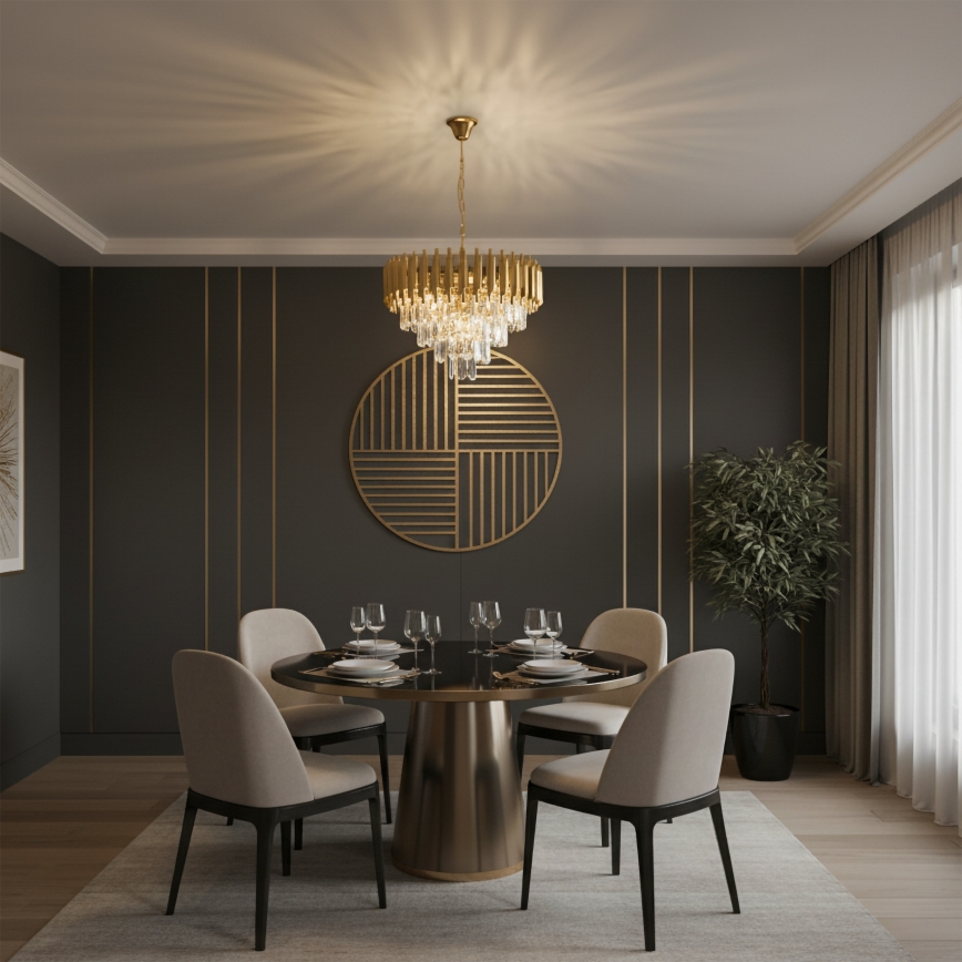 Brilagi - Luster na lancu ECLIPSE 7xE14/10W/230V, prečnik 48 cm, zlatna