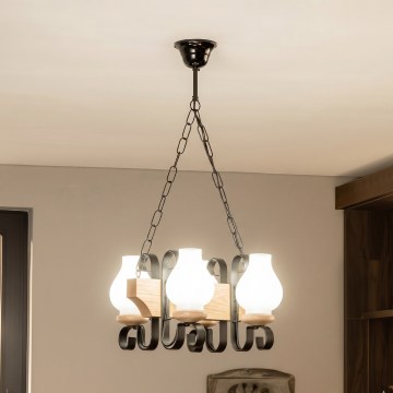 Brilagi - Luster na lancu QUEEN 4xE14/40W/230V hrast