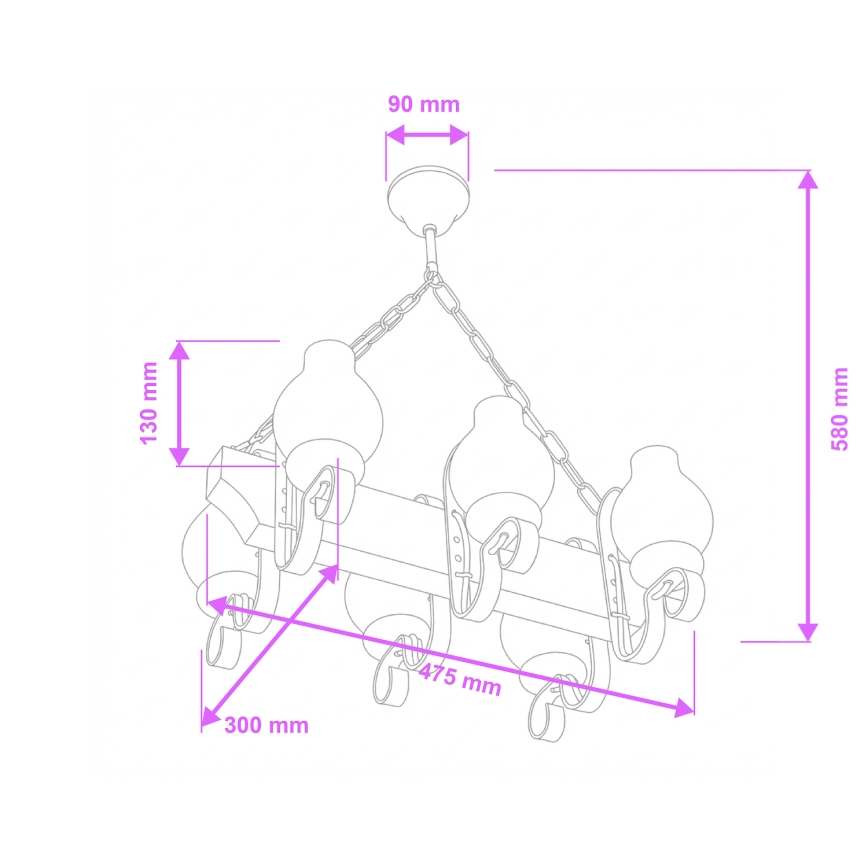 Brilagi - Luster na lancu QUEEN 6xE14/40W/230V buk/krem