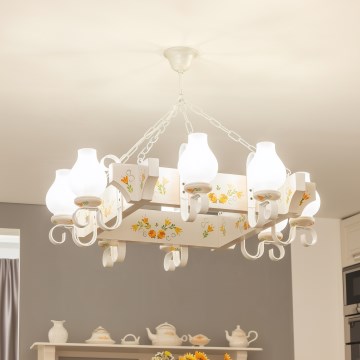 Brilagi - Luster na lancu QUEEN 8xE14/40W/230V bukva/krem