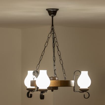 BRILAGI - Luster na lancu ROATA 3xE14/40W/230V bukva/orah