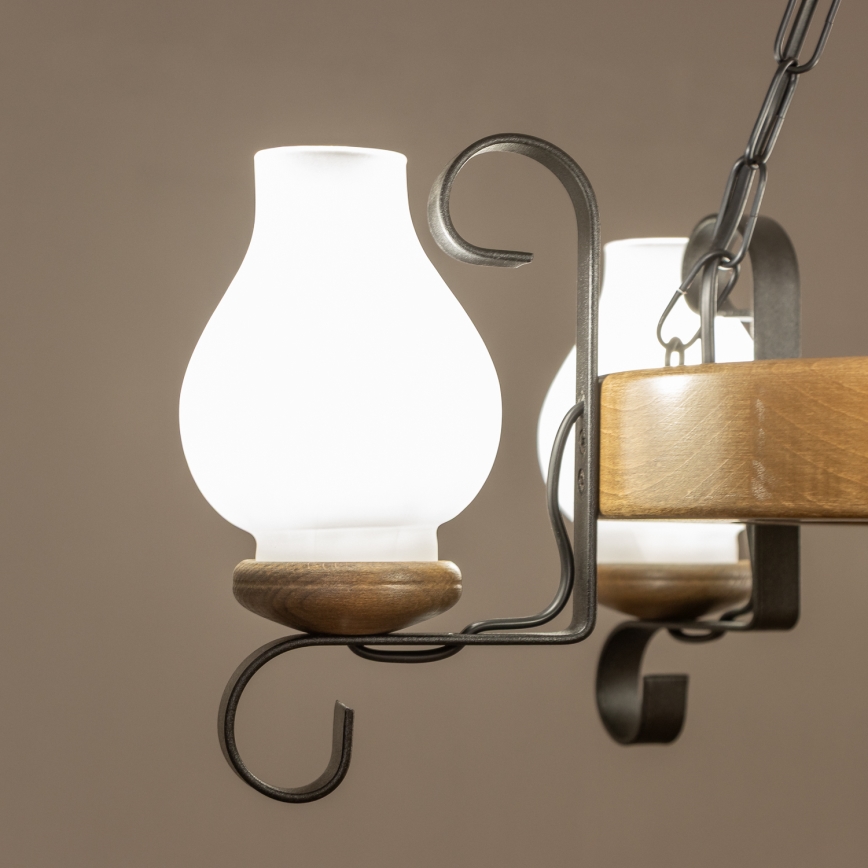 BRILAGI - Luster na lancu ROATA 5xE14/40W/230V, prečnik 50 cm, buk/orah