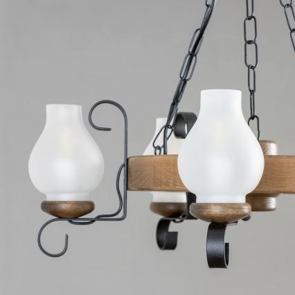 BRILAGI - Luster na lancu ROATA 5xE14/40W/230V, prečnik 50 cm, buk/orah