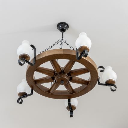 BRILAGI - Luster na lancu ROATA 5xE14/40W/230V prečnik 70 cm buk/orah