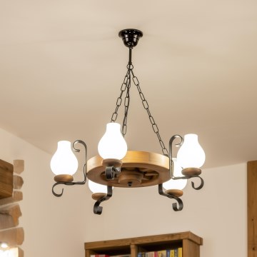 Brilagi - Luster na lancu ROATA 5xE14/40W/230V Ø 50 cm buk