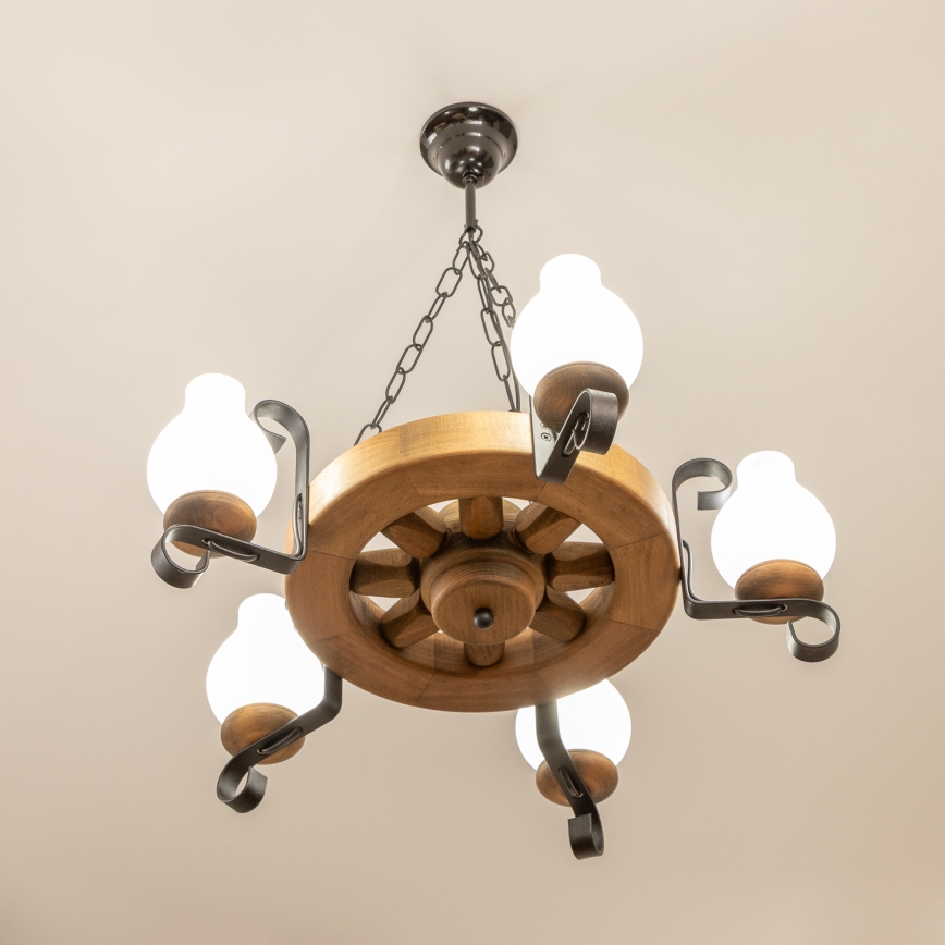Brilagi - Luster na lancu ROATA 5xE14/40W/230V Ø 50 cm buk