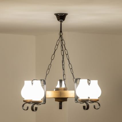 Brilagi - Luster na lancu ROATA 5xE14/40W/230V Ø 50 cm buk