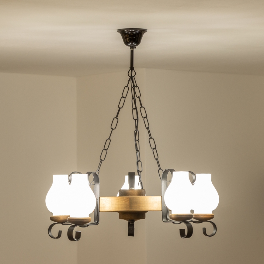 Brilagi - Luster na lancu ROATA 5xE14/40W/230V Ø 50 cm buk