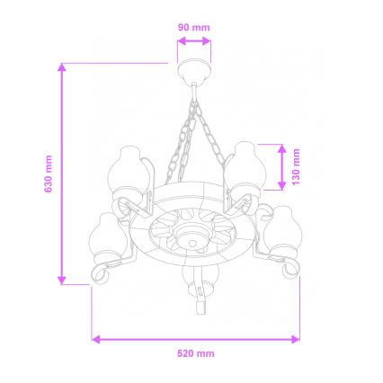Brilagi - Luster na lancu ROATA 5xE14/40W/230V Ø 50 cm buk