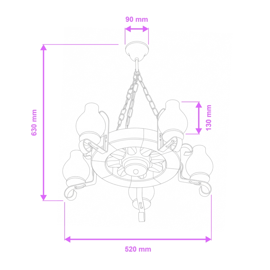 Brilagi - Luster na lancu ROATA 5xE14/40W/230V Ø 50 cm buk