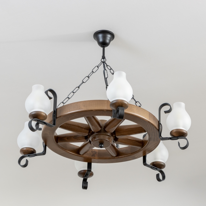 Brilagi - Luster na lancu ROATA 6xE14/40W/230V prečnik 70 cm bukva/orah