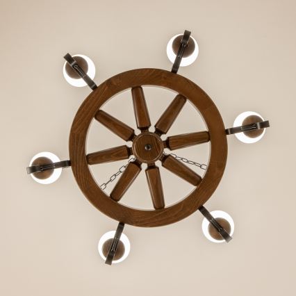 Brilagi - Luster na lancu ROATA 6xE14/40W/230V prečnik 70 cm bukva/orah