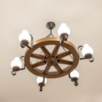 Brilagi - Luster na lancu ROATA 6xE14/40W/230V prečnik 70 cm bukva/orah
