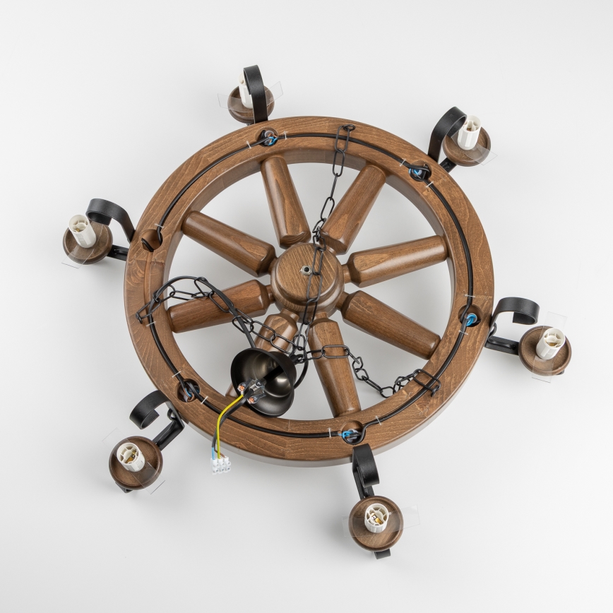 Brilagi - Luster na lancu ROATA 6xE14/40W/230V prečnik 70 cm bukva/orah