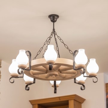 Brilagi - Luster na lancu ROATA 8xE14/40W/230V hrast