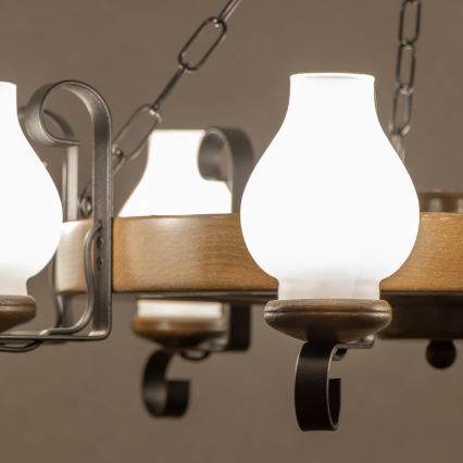 Brilagi - Luster na lancu ROATA 8xE14/40W/230V prečnika 70 cm bukva/orah
